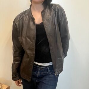 vintage topman deadstock leather bomber utility jacket